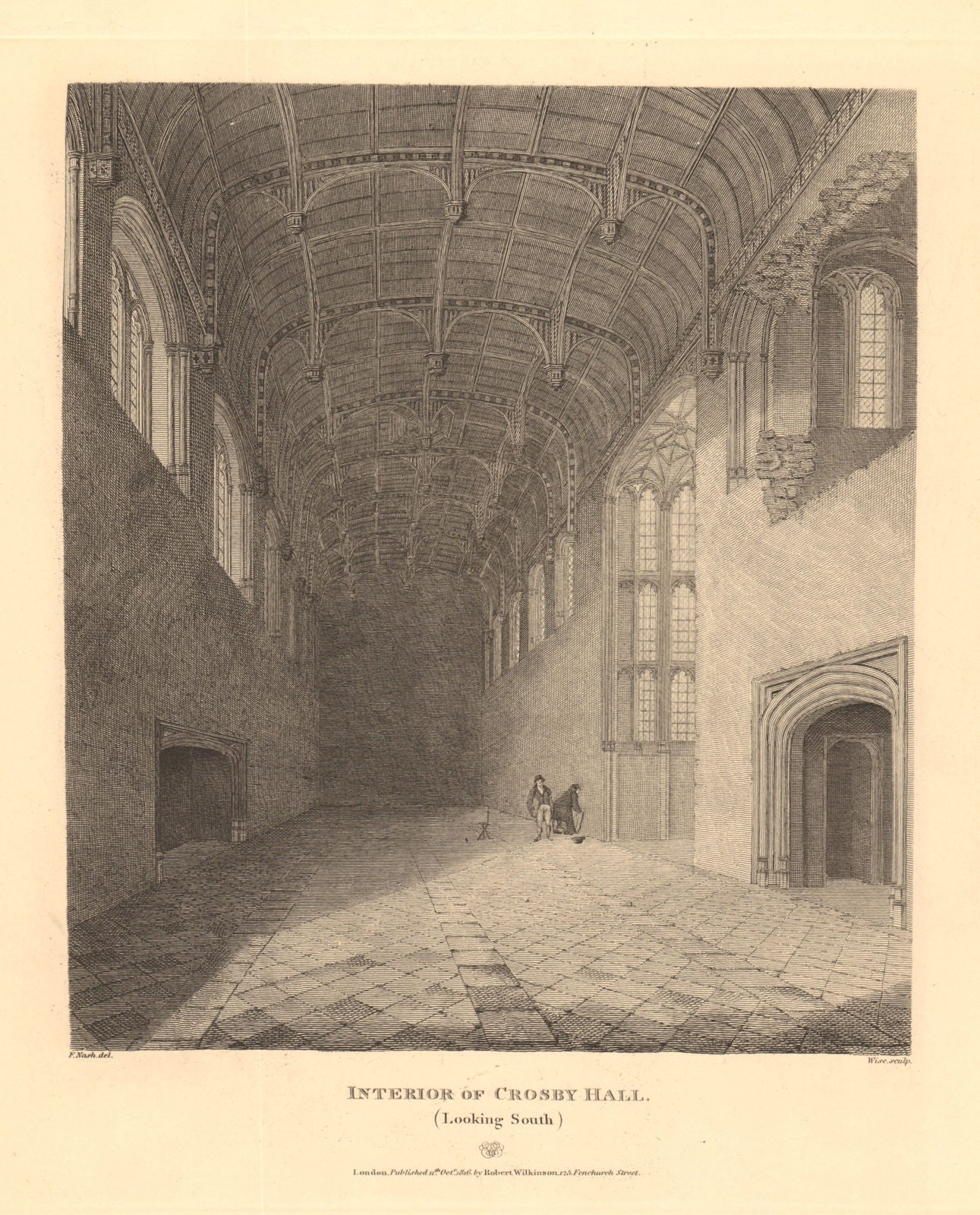 CROSBY HALL. Bishopsgate, now Cheyne Walk, Chelsea. Interior 1834 old print